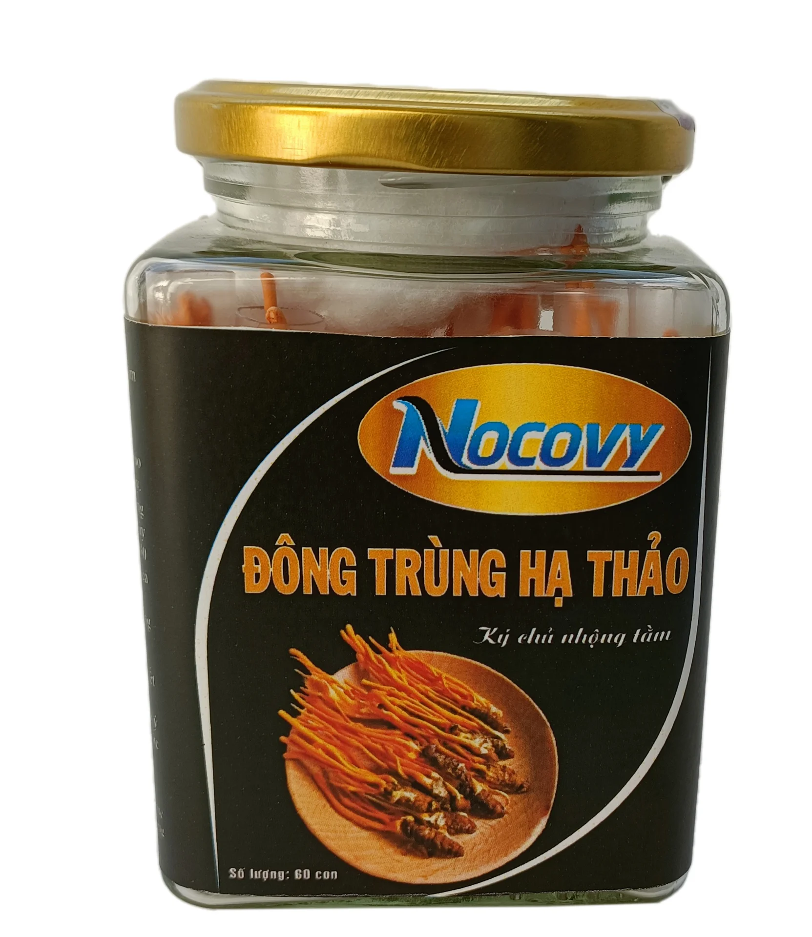 Lọ thủy tinh đựng đông trùng hạ thảo ký chủ nhộng tằm của thương hiệu Nocovy